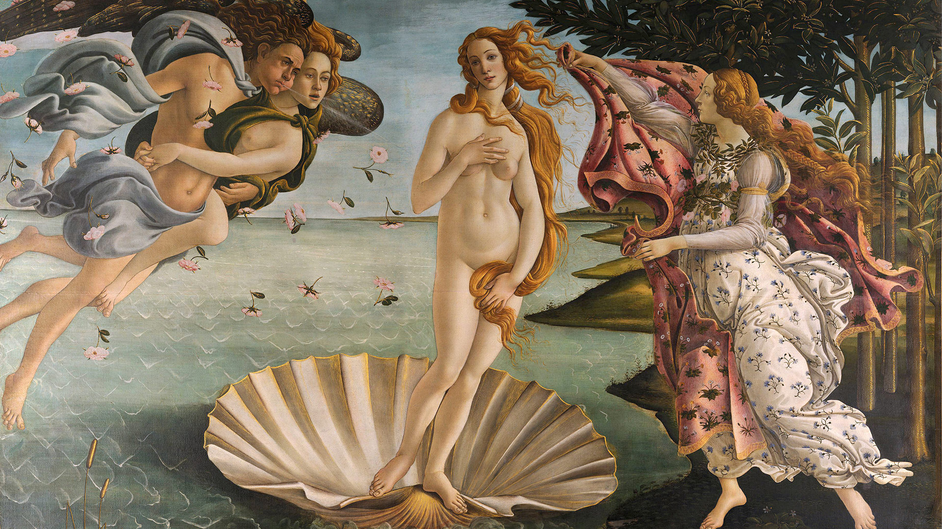 The Birth of Venus (c. 1485), Sandro Botticelli, Uffizi Gallery, Florence. Photo: Wikimedia Commons.